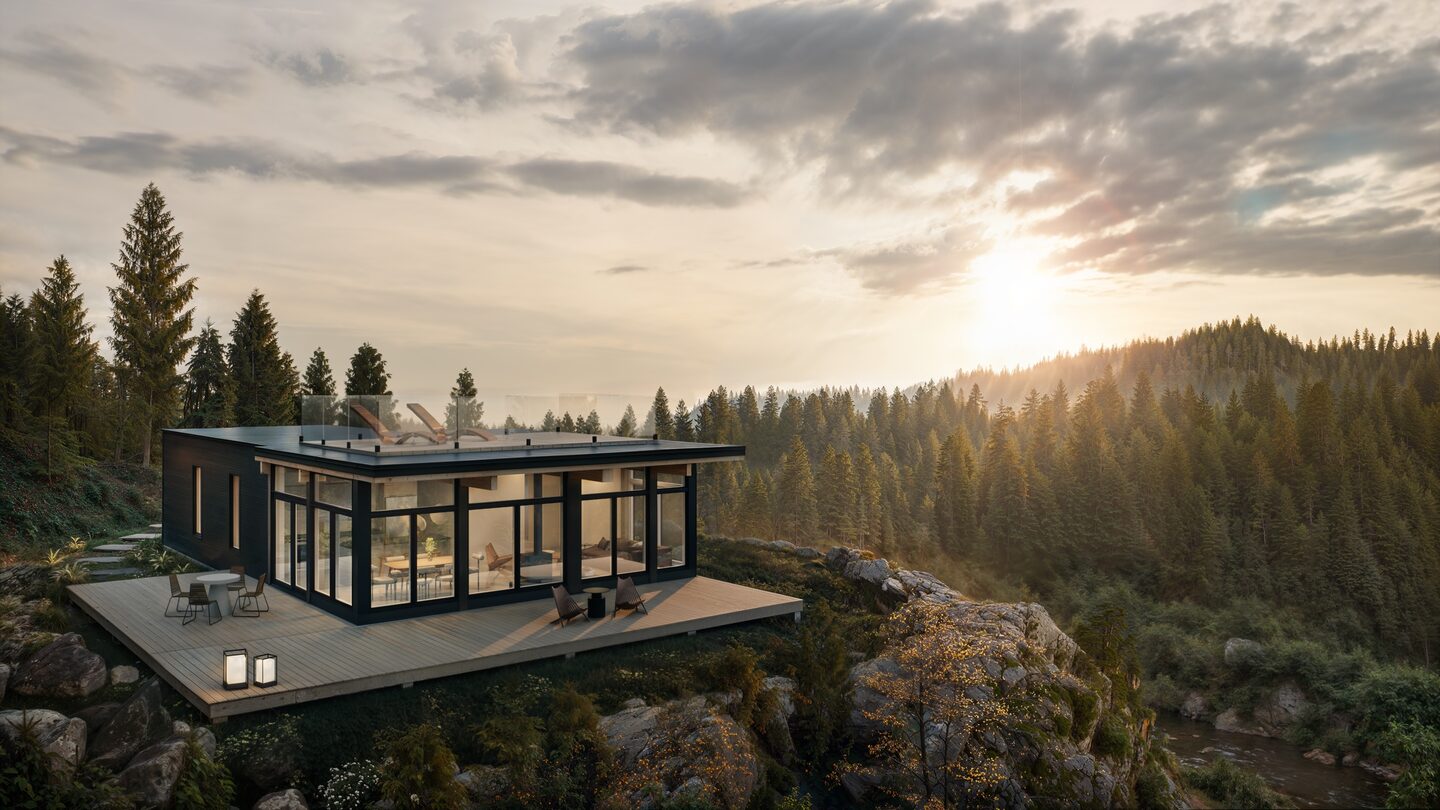 Maison contemporaine entourée de forêt à Wakefield sur le Golf