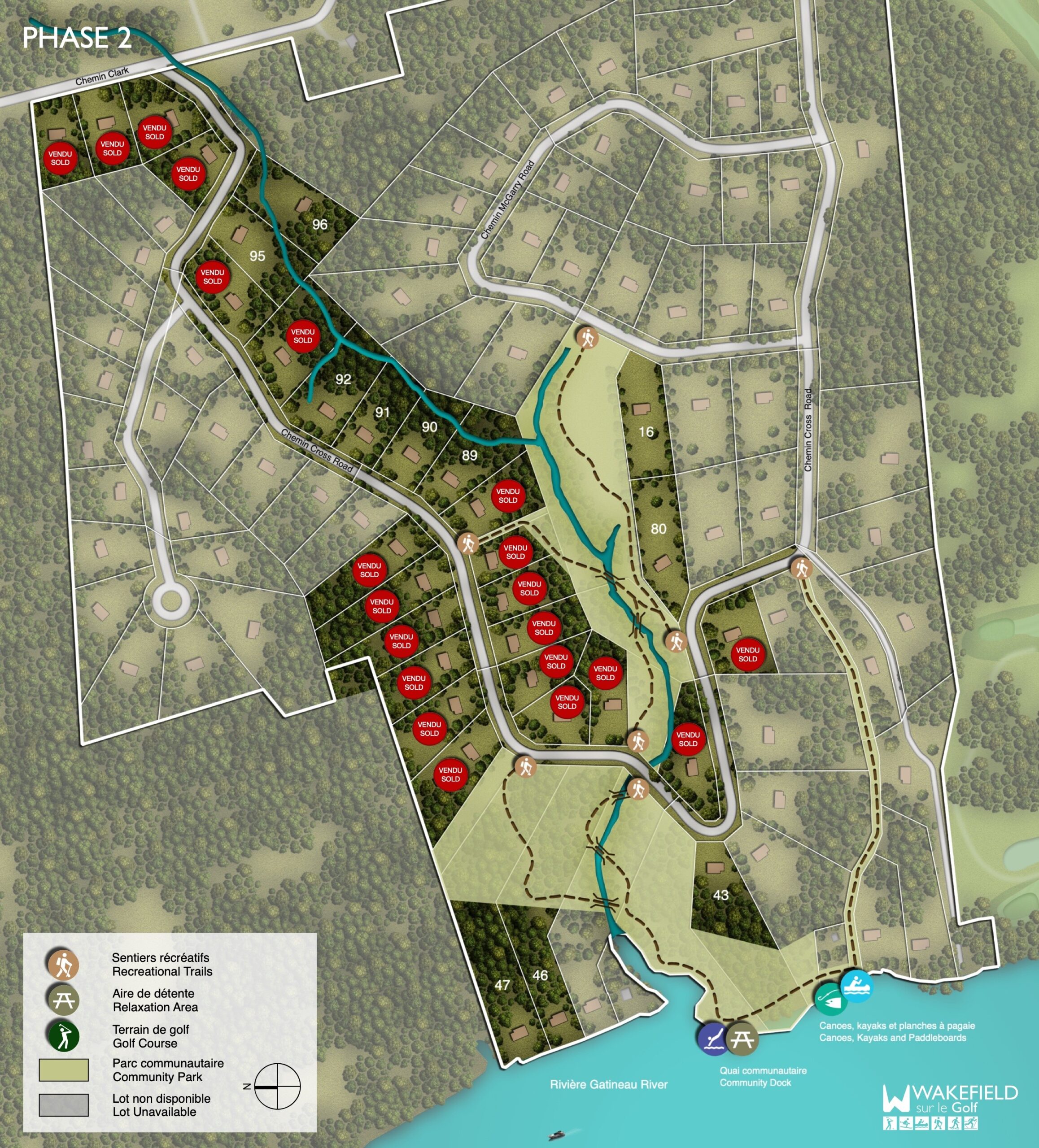 Plan de la deuxième phase et des terrains disponibles